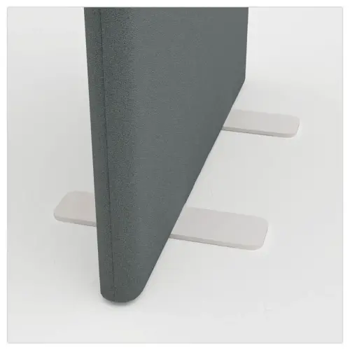 Cloison acoustique tissu gris pied plat argent 180 x 100 cm monté