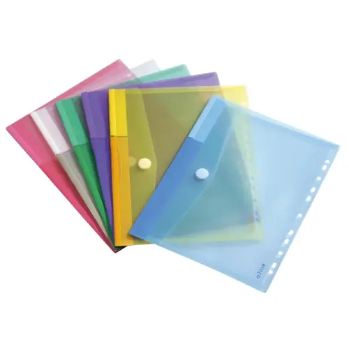 12 pochettes A4 perforées avec fermeture scratch - 2x6 coloris - TARIFOLD