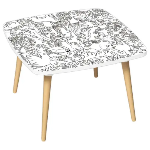 Table basse KIDS - 60 x 60 cm - Décor jungle - Livrée montée - PAPERFLOW