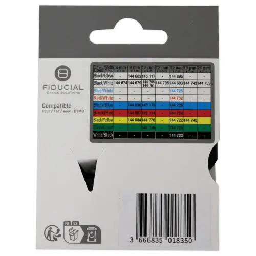 Ruban K7 pour titreuse DYMO S0720570 12mm rouge impression noire 