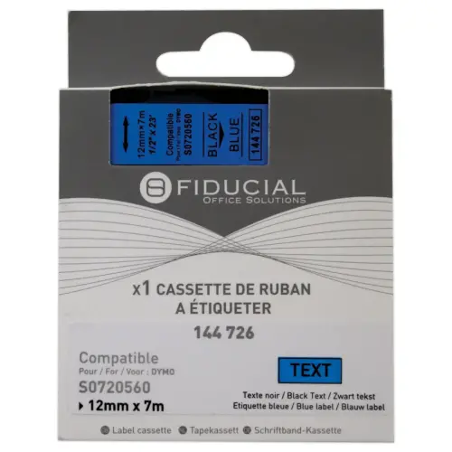 Ruban K7 pour titreuse DYMO S0720560 12mm bleu impression noire
