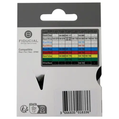 Ruban K7 pour titreuse DYMO S0720560 12mm bleu impression noire