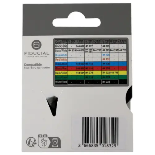 Ruban K7 pour titreuse DYMO S0720590 12mm vert impression noire 