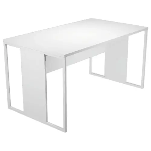 Bureau BELGRADE 140 x 80 blanc pieds blanc mont&eacute; 