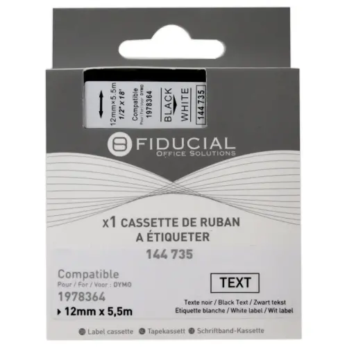 Ruban K7 pour titreuse DYMO 1978364 DURABLE 12mmx5.5m B/W 
