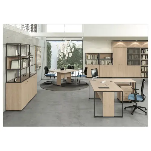 Bureau BELGRADE 160 x 80 ch&ecirc;ne pieds anthracite mont&eacute; 