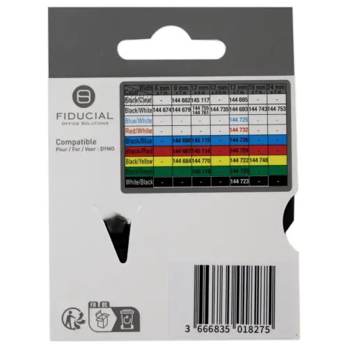 Ruban K7 pour titreuse DYMO S0720930 24mm blanc impression noire 