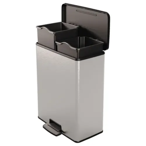 Poubelle Decobin rectangulaire duo 26l+26l décor métal