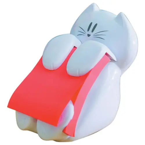 Dévidoir Post-it Super Sticky Z-Notes chat + bloc Coquelicot 76x76 mm
