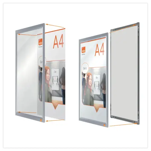 Porte-affiche clipsable A4 Nobo impression - argent 