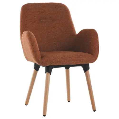 2 Fauteuils Tissu terracota 4 pieds boisvernis montés