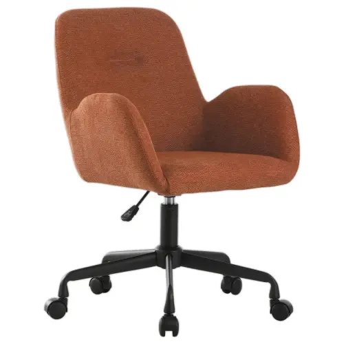 2 Fauteuils Tissu terracotta pi&eacute;tement &agrave;roulettes mont&eacute;s 