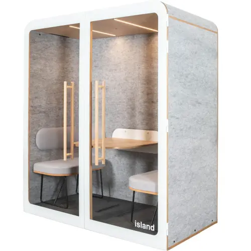 Cabine acoustique 2 places DUO banquette - gris clair 