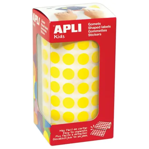 Rouleau de 5192 pastilles gommettes rondes - &Oslash; 10,5 mm - Jaune - Apli 