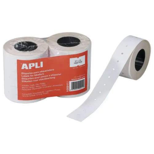 6 Rouleaux de 1000 étiquettes 21x12mm blanc pour pince 146492