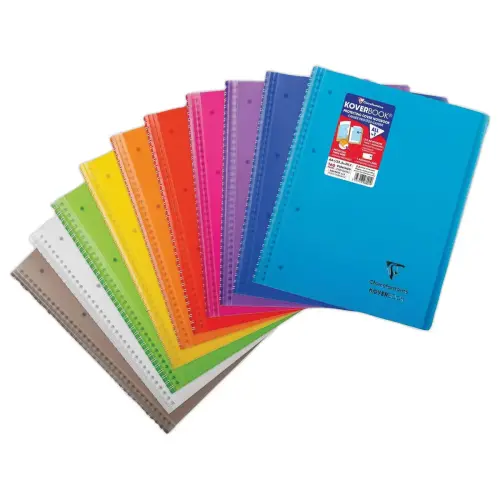Cahier spirale 160p KOVERBOOK A4+ 22,9x29,7cm 5x5 perfo 4 trous