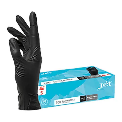 100 Gants en nitrile non poudrés - Taille S - Environnements sensibles - Noir