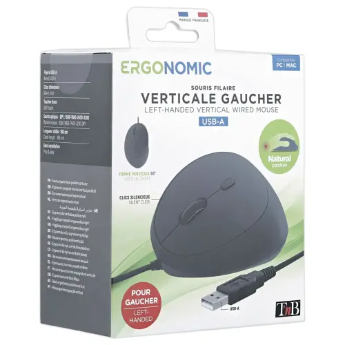 Souris verticale filaire pour gauchers