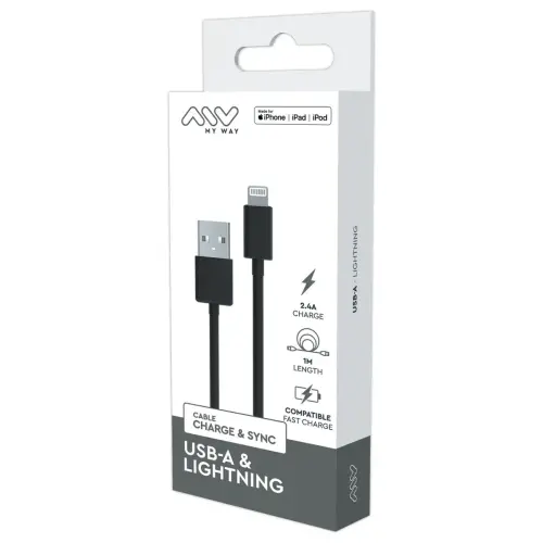 C&acirc;ble USB-A Lightning 1m Noir 