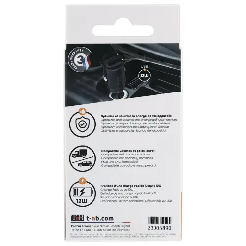 Chargeur allume-cigares 2XUSB-A 12W