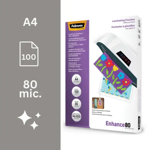 100 Pochettes de plastification mates - A4 - Recyclées - Fellowes
