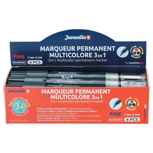 Marqueur permanent multicolore JUVENILIA 3 en 1
