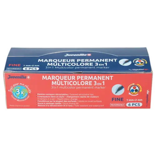 Marqueur permanent multicolore JUVENILIA 3 en 1