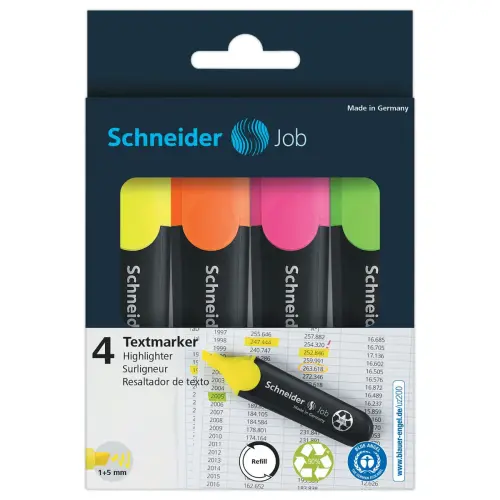 4 Surligneur Job assorti pochette 4 pièces