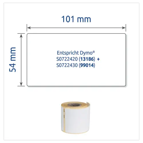 12 Rouleaux de 220 &eacute;tiquettes blanches 101x54 mm pour DYMO LW 450 