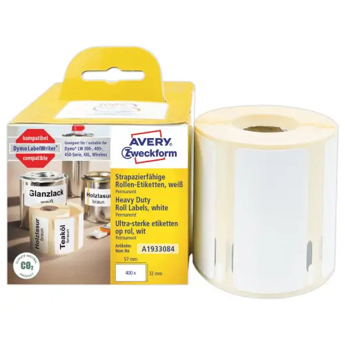 Rouleau de 400 &eacute;tiquettes polypropyl&egrave;ne ultra-r&eacute;sistantes LW 57 x 32mm 