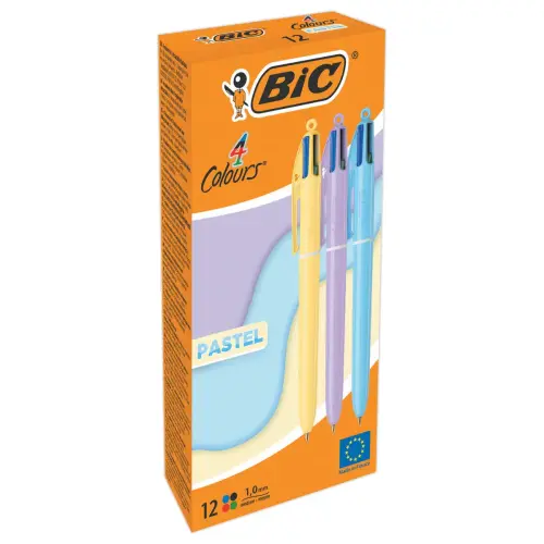 Stylo bille 4 couleurs Pastel - Ecriture moyenne - BIC 