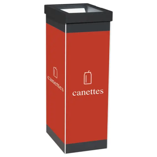 Corbeille de tri s&eacute;lectif "Canettes" PAPERFLOW 60L noir/rouge 