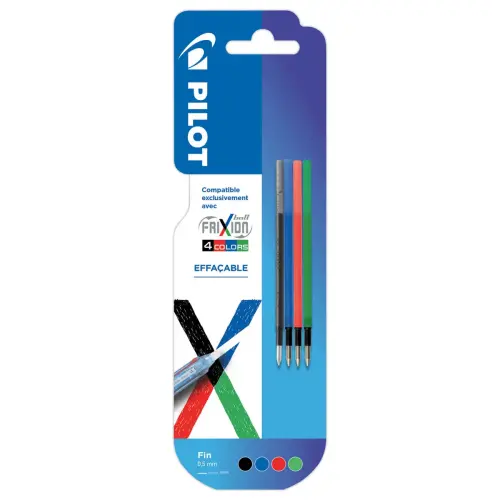 4 Recharges frixion 4 couleurs pilot 