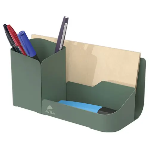 Organisateur de bureau m&eacute;tal - Vert c&eacute;ladon 