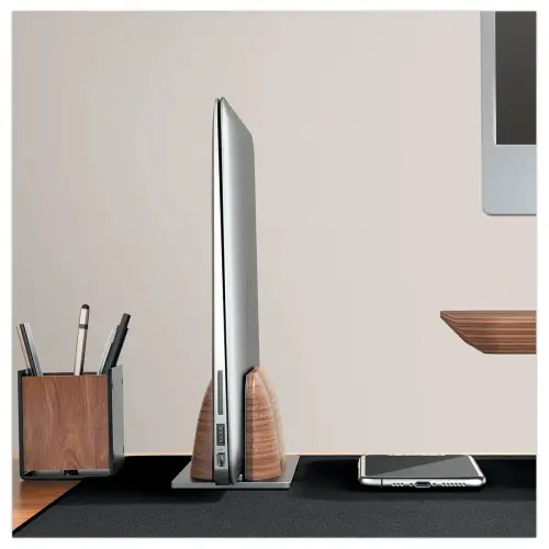 Support ordinateur portable et tablette vertical bois