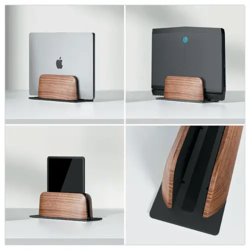 Support ordinateur portable et tablette vertical bois