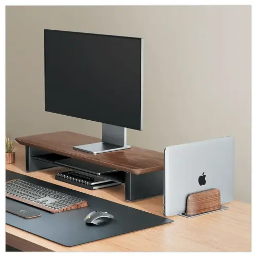 Support ordinateur portable et tablette vertical bois