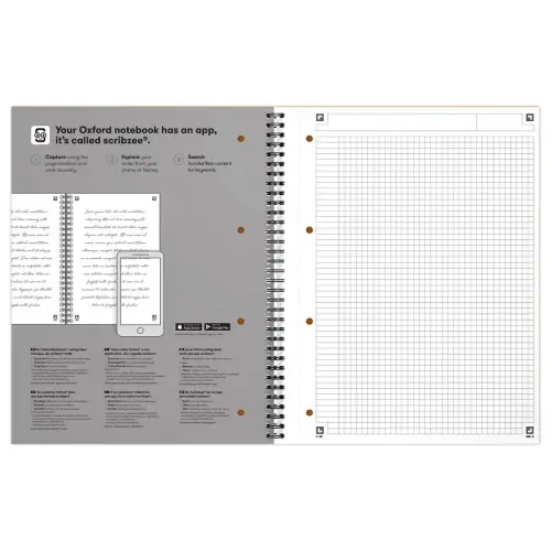 Cahier spirale Notebook A4+, 160p, 5x5, Oxford international Bleu 