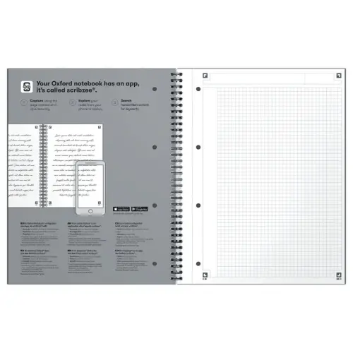 Cahier spirale Notebook A4+, 160p, 5x5, Oxford international P&eacute;trole 