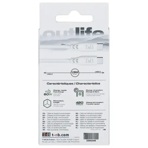 Câble USB-C/USB-C silicone - Blanc