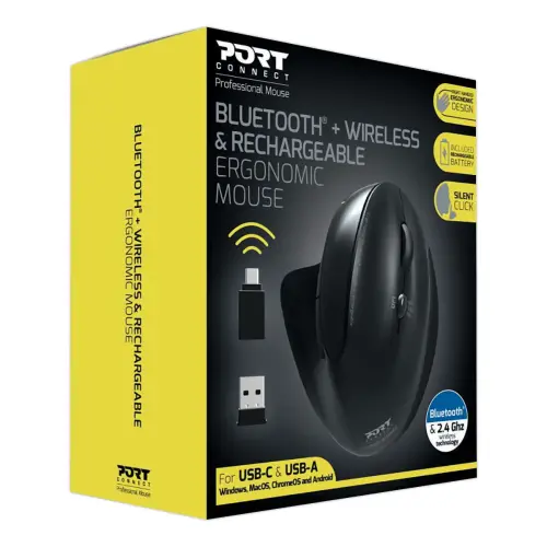 Souris sans fil ergonomique RECHARG ERGO Port Designs - Noire 