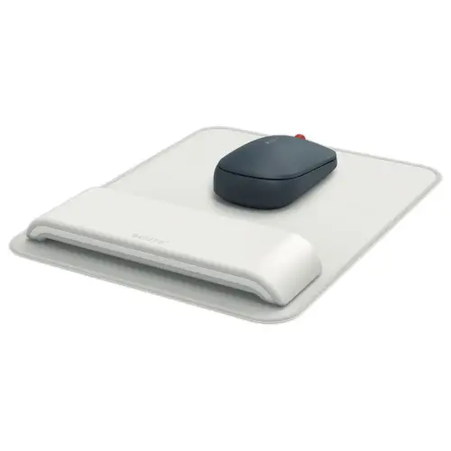 Tapis de souris ergonomique avec repose-poignets r&eacute;glable - Gris clair 