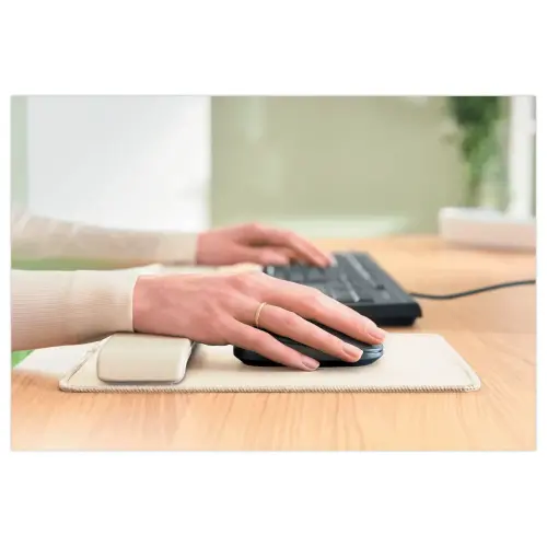 Tapis de souris ergonomique avec repose-poignets r&eacute;glable - Gris clair 