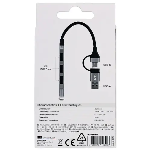 Hub USB-A et USB-C vers 4 ports USB-A – T’nB