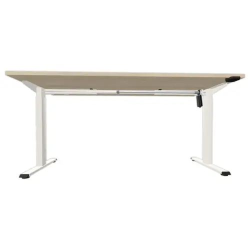 Bureau électrique Eco – 160 x 80 cm – Plateau acacia et pieds blancs – Livré monté