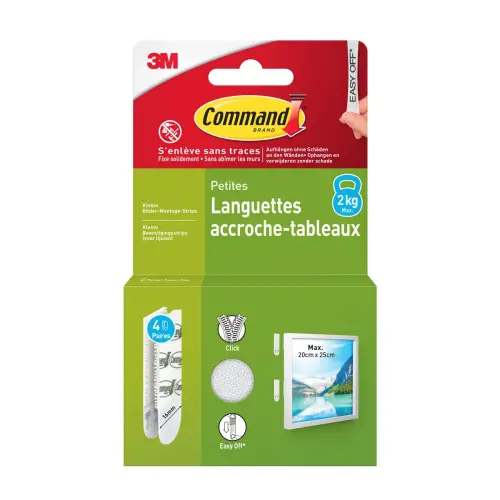 Languettes accroche-tableaux - Taille S - Blanc - Command 