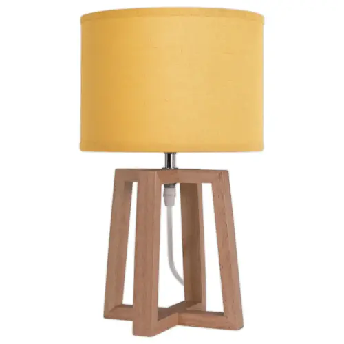 Lampe de bureau Beker bois et tissu moutarde 