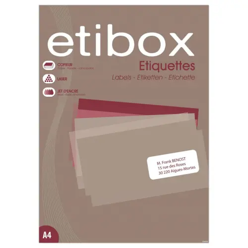 100 Étiquettes ETIBOX MU coins arrondis 64X33.9 mm 2400 étiq/boît