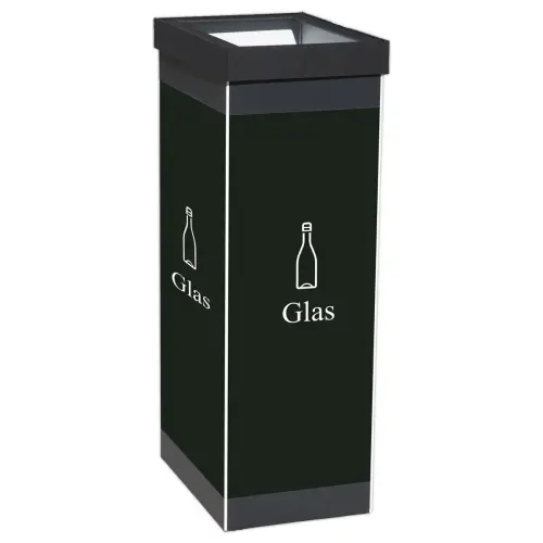 Corbeille de tri sélectif "Glass" PAPERFLOW 60L noir/vert