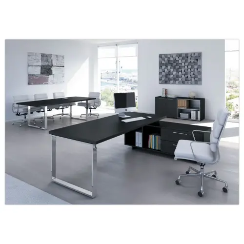 Bureau direction sur crédence et pied cadre métal